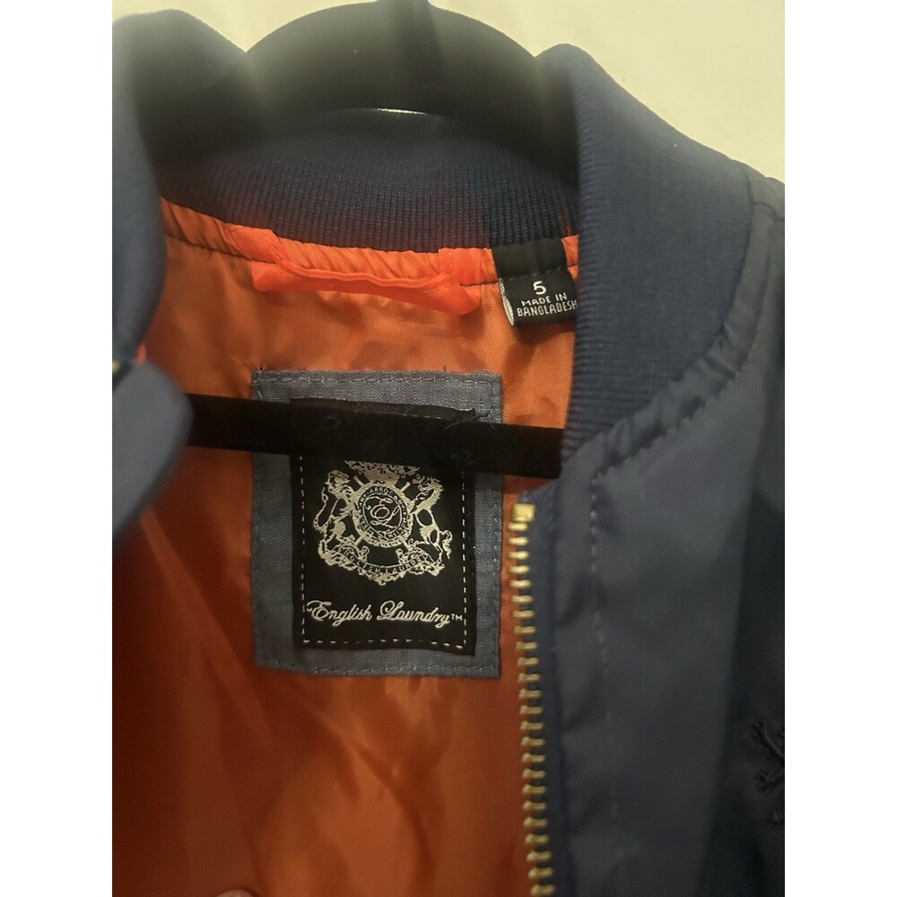 English Laundry Size 5 Kids Boys Pilot Bomber Jacket Windbreaker Navy  Patches - Picture 8 of 10